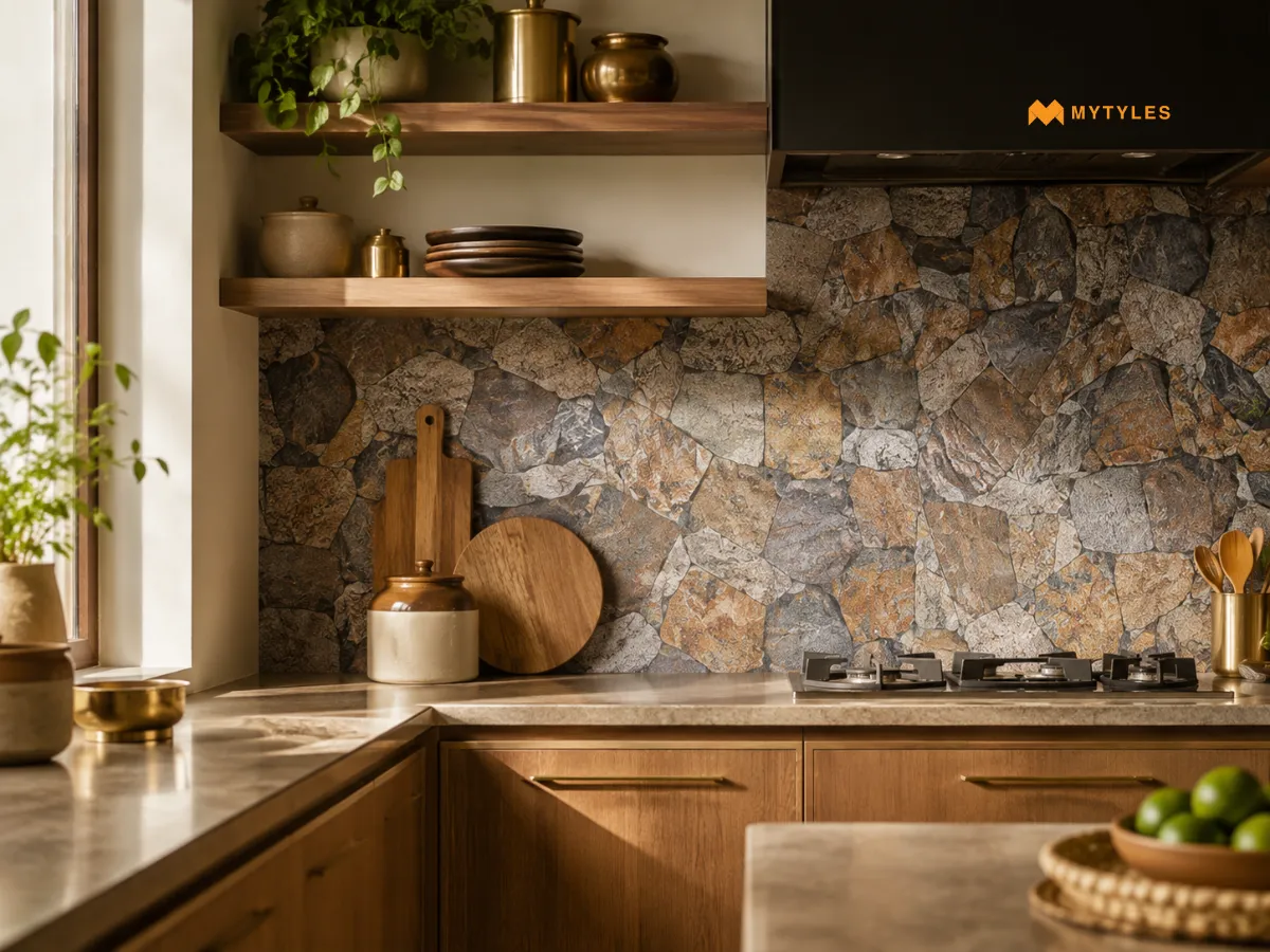 Warm Stone-Inspired Backsplashes for Earthy Interiors